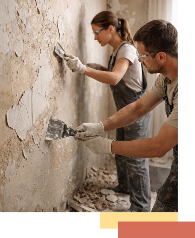 Снятие старой шпаклевки и подготовка поверхностей в зиме
