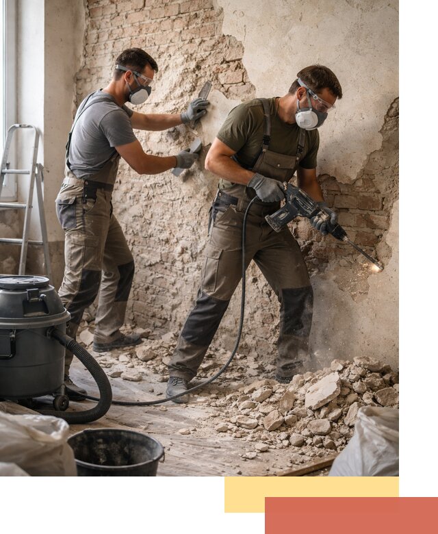 Демонтаж штукатурки со стен в зиме быстро и аккуратно