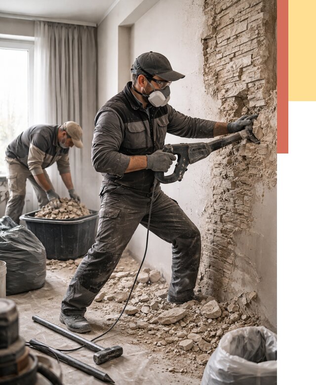 Демонтаж декоративного камня в зиме от 1483 руб/м² — быстро и недорого | ОТДЕЛОЧНИК-Зма