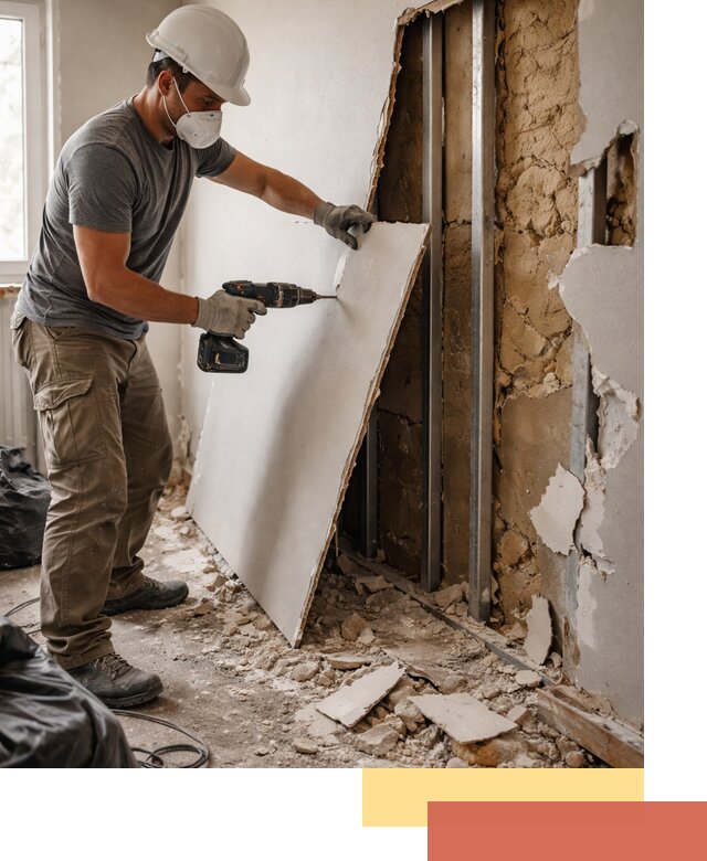 Демонтаж гипсокартона со стен в зиме качественно и быстро