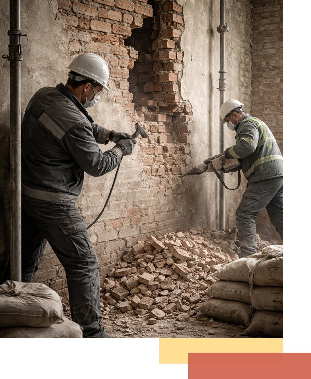 Демонтаж кирпичных стен в зиме быстро и безопасно