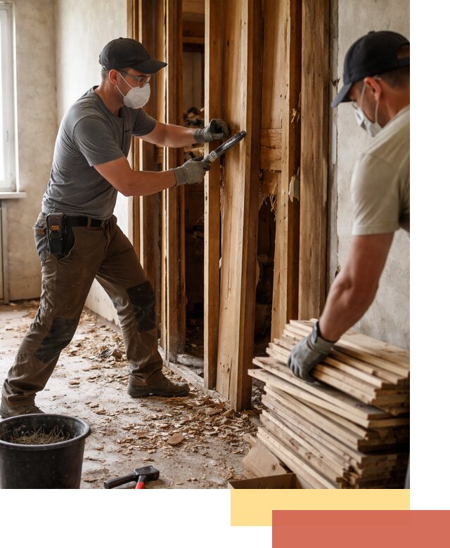 Демонтаж деревянных перегородок в зиме быстро и аккуратно