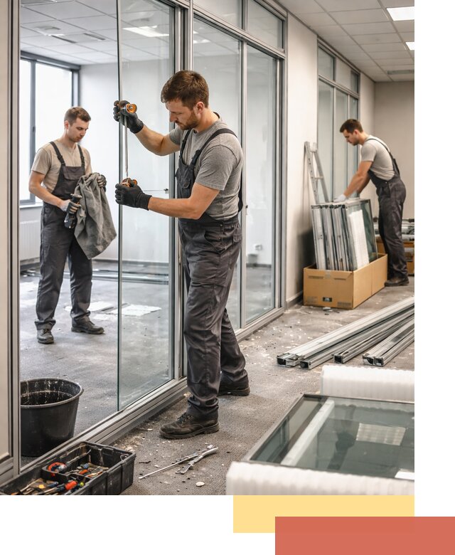 Демонтаж стеклянных перегородок в зиме быстро и безопасно