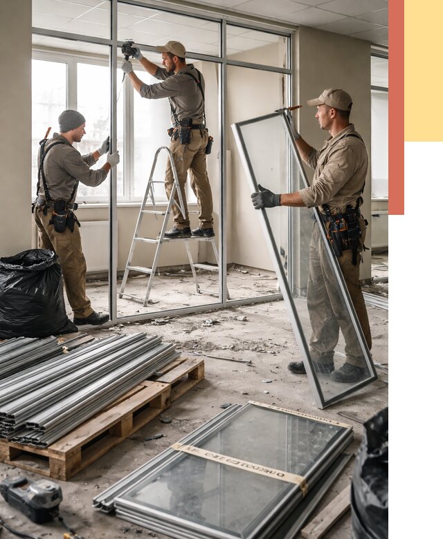 Демонтаж алюминиевых перегородок в зиме от 4296 руб. — быстро и недорого | ОТДЕЛОЧНИК-Зма