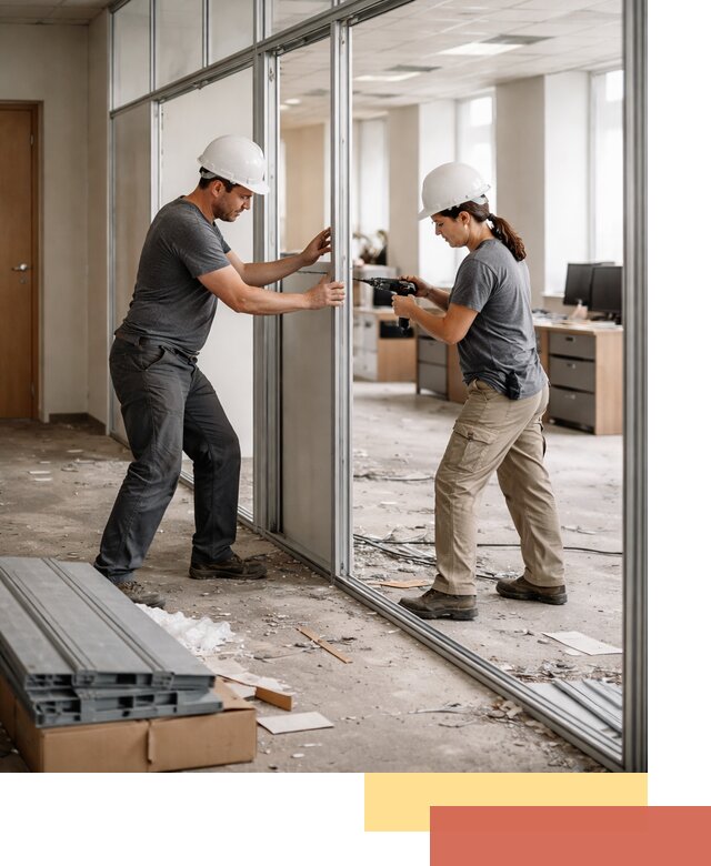 Демонтаж алюминиевых перегородок в зиме быстро и аккуратно