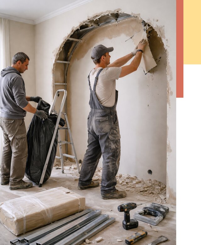 Демонтаж арки из гипсокартона в зиме от 3580 руб. — услуги под ключ | ОТДЕЛОЧНИК-Зма