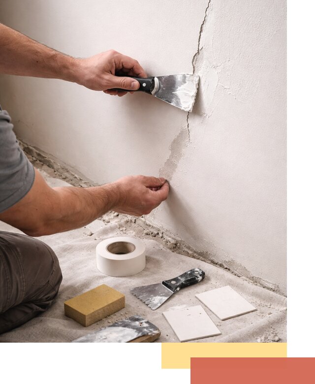 Заделка трещин и сколов в стенах и потолках в зиме