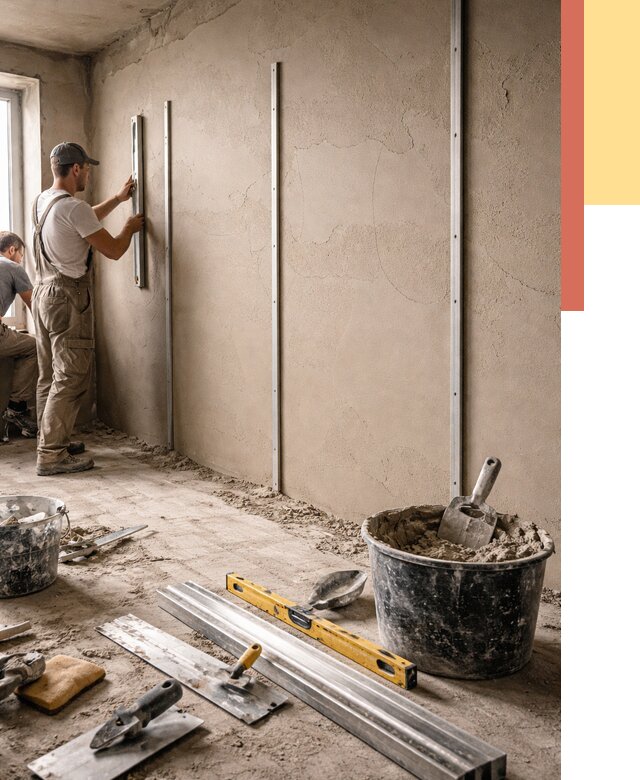 Штукатурка стен по маякам в зиме от 5625 руб./м² — выравнивание под ключ | ОТДЕЛОЧНИК-Зма