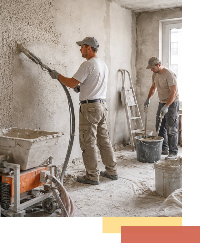 Машинная штукатурка стен в зиме — быстро и качественно