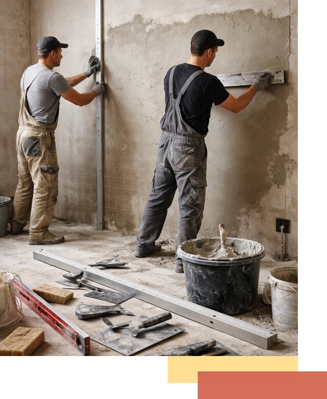 Профессиональная штукатурка стен под плитку в зиме