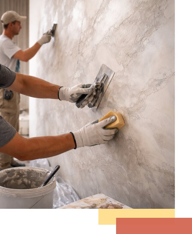 Декоративная штукатурка под мрамор в зиме для стен и потолков