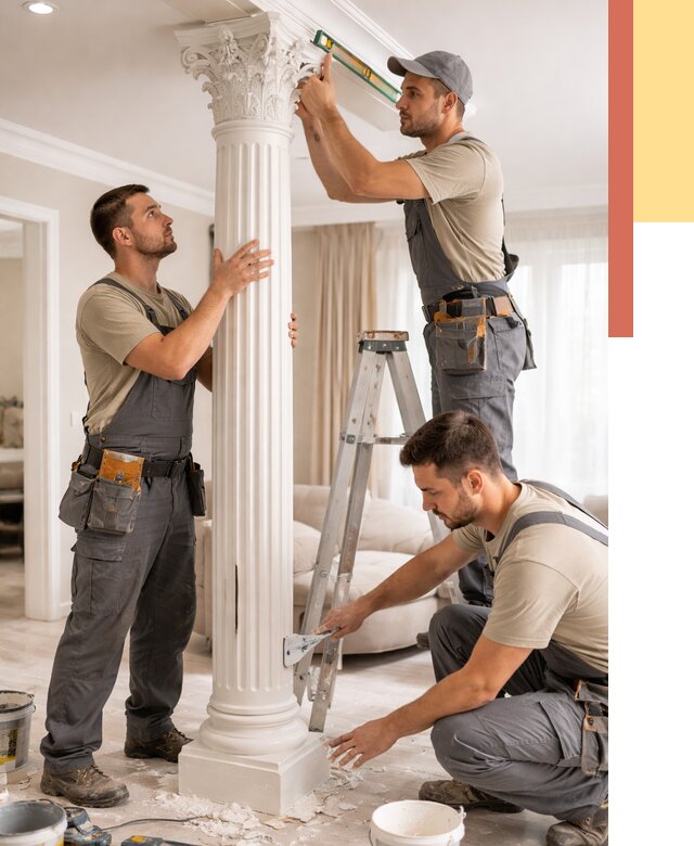 Установка декоративных колонн в зиме от 12274 руб. под ключ | ОТДЕЛОЧНИК-Зма