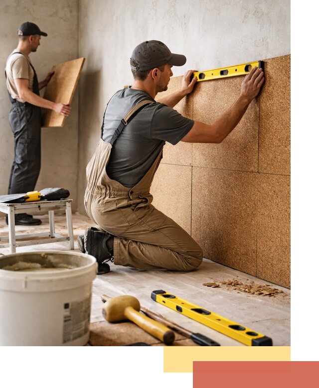 Монтаж пробковых панелей на стены в зиме быстро и качественно