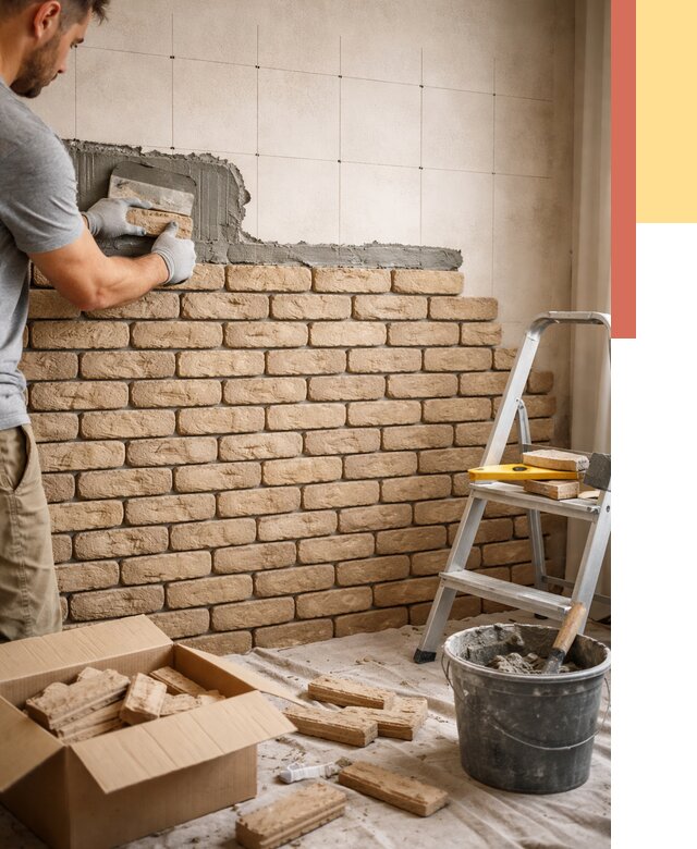 Монтаж декоративного кирпича в зиме от 3273 руб./м² — быстро и недорого | ОТДЕЛОЧНИК-Зма