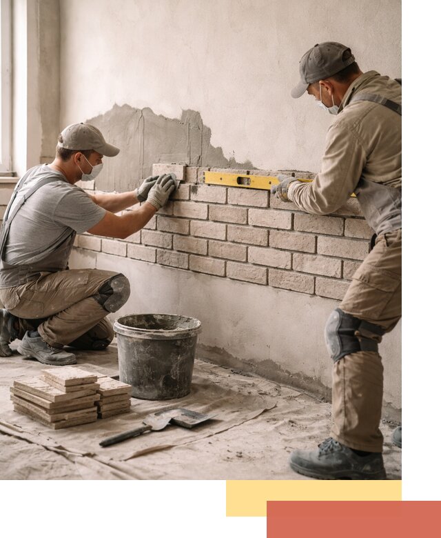 Монтаж декоративного кирпича профессионально в зиме