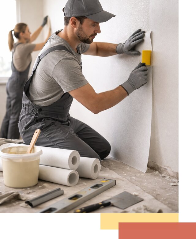 Поклейка стеклообоев профессионально в зиме