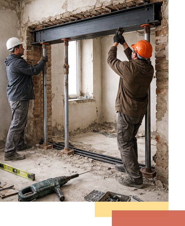 Усиление проема в стене в зиме для расширения и безопасности