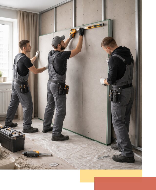 Шумоизоляция стен панелями ЗИПС в зиме для жилых и коммерческих помещений