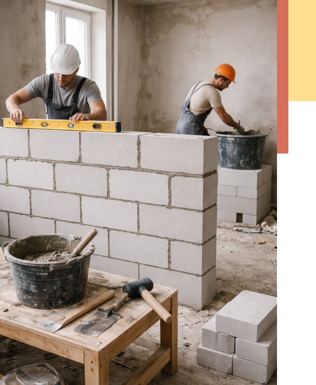 Кладка перегородок из газобетона в зиме от 3273 руб. под ключ | ОТДЕЛОЧНИК-Зма