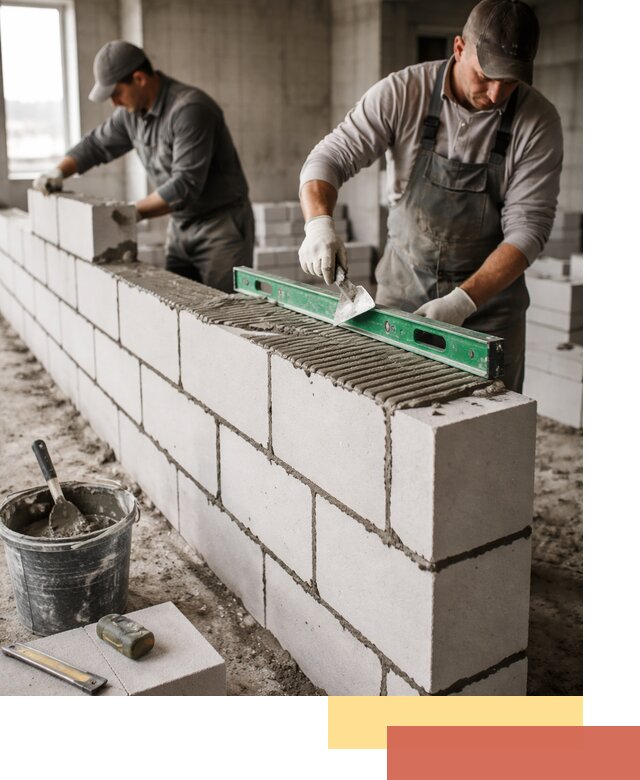 Кладка перегородок из газобетона в зиме быстро и качественно