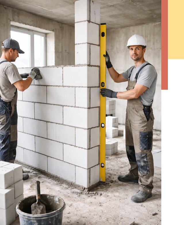 Кладка перегородок из пеноблока в зиме от 1841 руб. под ключ | ОТДЕЛОЧНИК-Зма