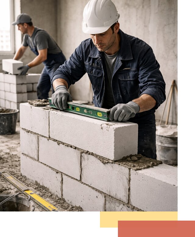 Кладка перегородок из пеноблока под ключ в зиме