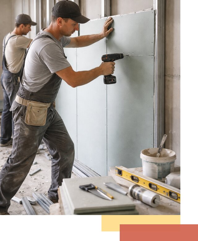 Кладка влагостойких перегородок ПГП в зиме