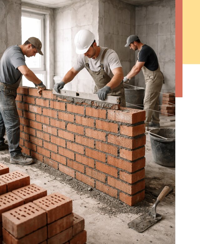 Кладка перегородок из кирпича в зиме от 3580 руб. за м² | ОТДЕЛОЧНИК-Зма