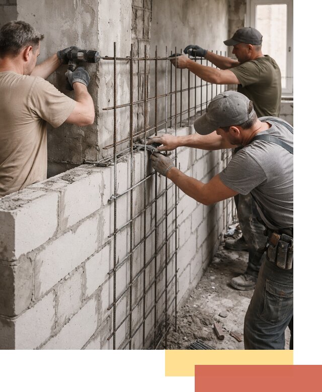 Армирование кладки перегородок в зиме профессионально и надёжно
