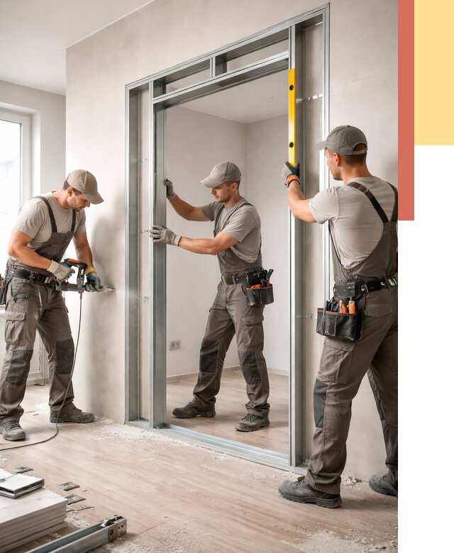 Устройство дверного проема в перегородке в зиме от 4603 руб. под ключ | ОТДЕЛОЧНИК-Зма