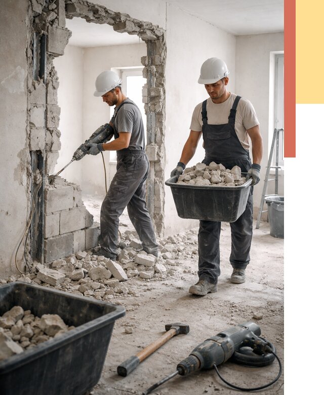 Демонтаж блоковых перегородок в зиме от 3836 руб. — быстро и недорого | ОТДЕЛОЧНИК-Зма