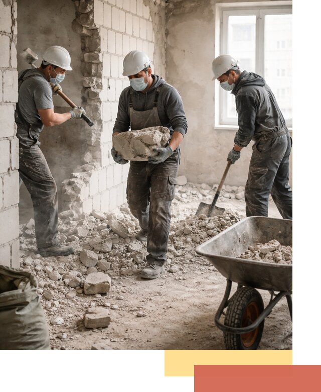 Демонтаж блочных перегородок в зиме быстро и аккуратно