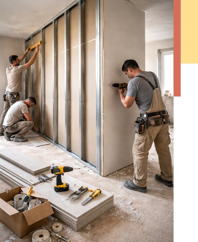 Монтаж однослойной перегородки из гипсокартона в зиме от 665 руб. | ОТДЕЛОЧНИК-Зма