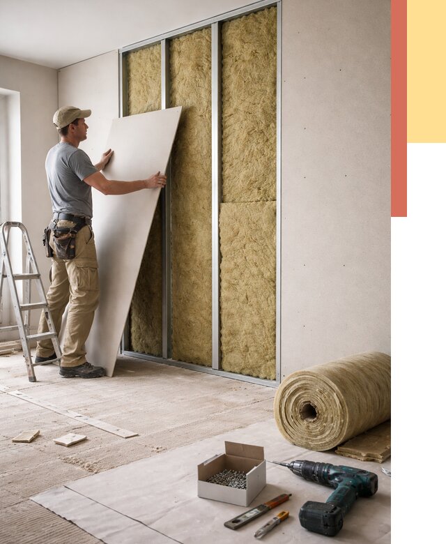 Перегородка из гипсокартона с шумоизоляцией в зиме от 3191 руб. | ОТДЕЛОЧНИК-Зма