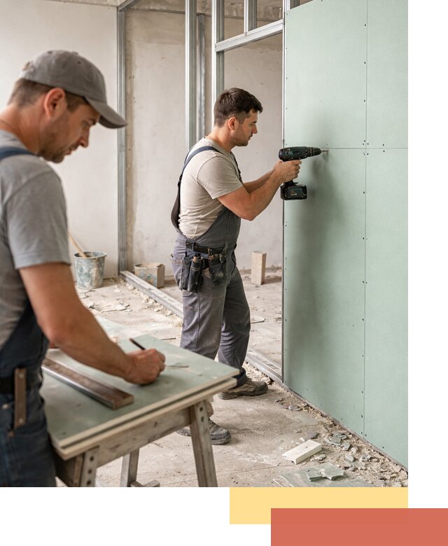 Перегородки из влагостойкого гипсокартона под ключ в зиме