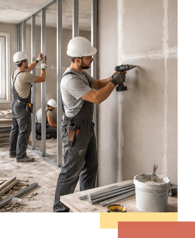 Перегородки из огнестойкого гипсокартона в зиме под ключ