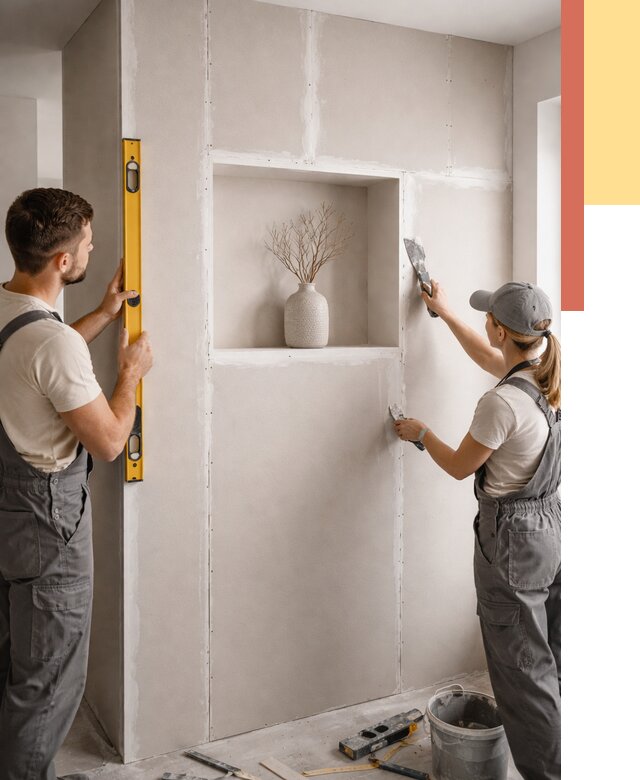 Перегородка из гипсокартона с нишей в зиме от 3324 руб. под ключ | ОТДЕЛОЧНИК-Зма