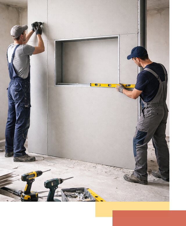 Перегородка из гипсокартона с нишей под декор в зиме