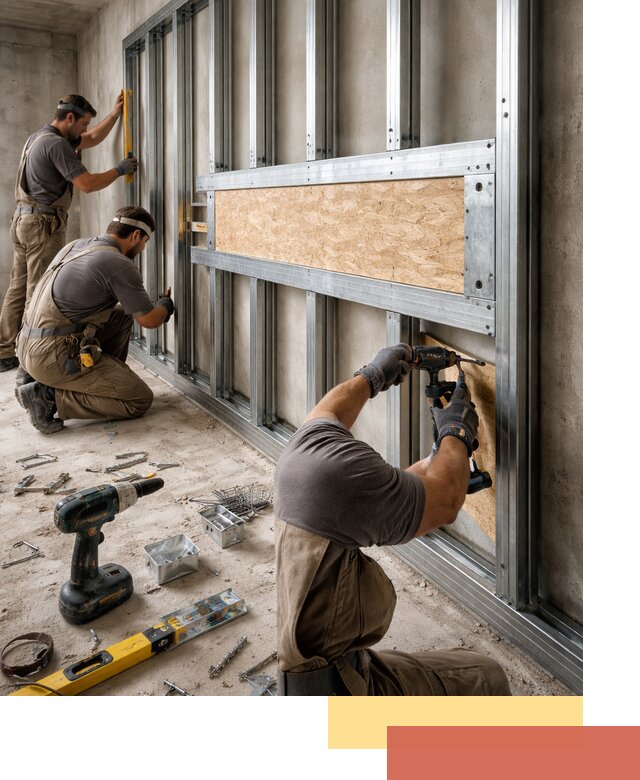 Усиленная перегородка для крепления тяжёлых конструкций в зиме