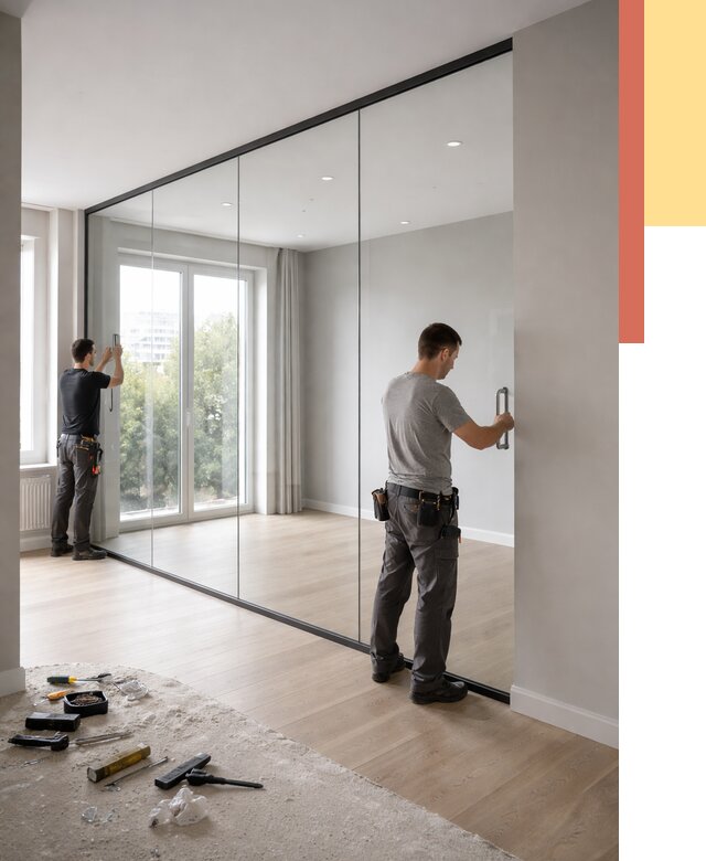 Изготовление стеклянных перегородок в зиме от 12632 руб. под ключ | ОТДЕЛОЧНИК-Зма