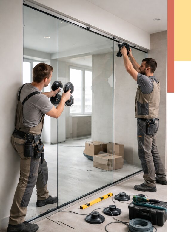 Монтаж стеклянных перегородок в зиме от 6648 руб. | ОТДЕЛОЧНИК-Зма