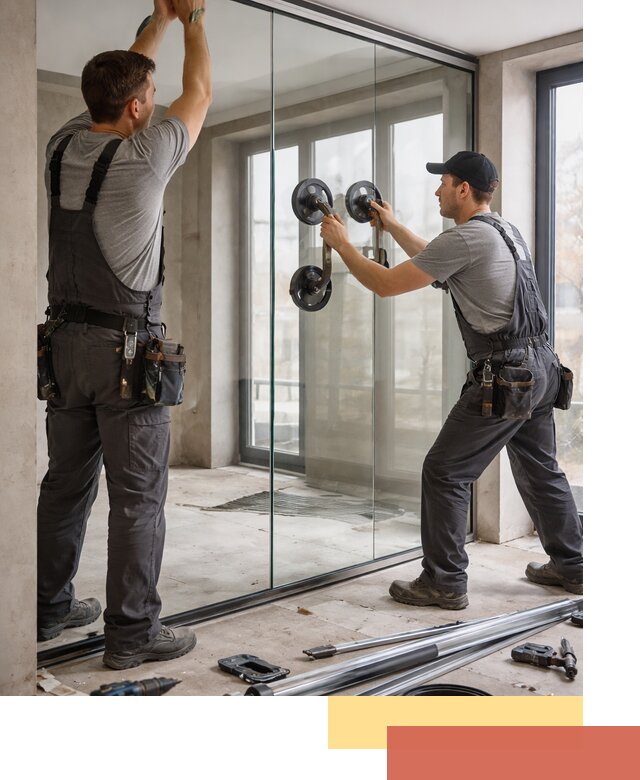 Цельностеклянные перегородки под ключ в зиме