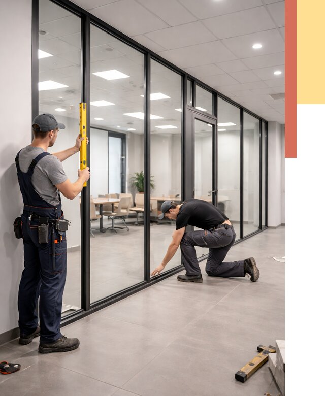 Каркасные стеклянные перегородки в зиме под ключ от 9410 руб. | ОТДЕЛОЧНИК-Зма