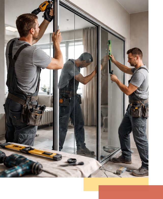 Каркасные стеклянные перегородки под ключ в зиме