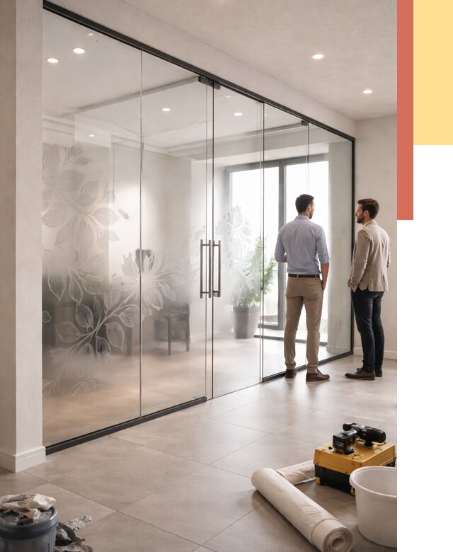 Стеклянные перегородки с рисунком в зиме от 12785 руб. монтаж и нанесение | ОТДЕЛОЧНИК-Зма