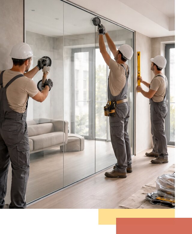 Перегородки из закаленного стекла в зиме для офисов и квартир