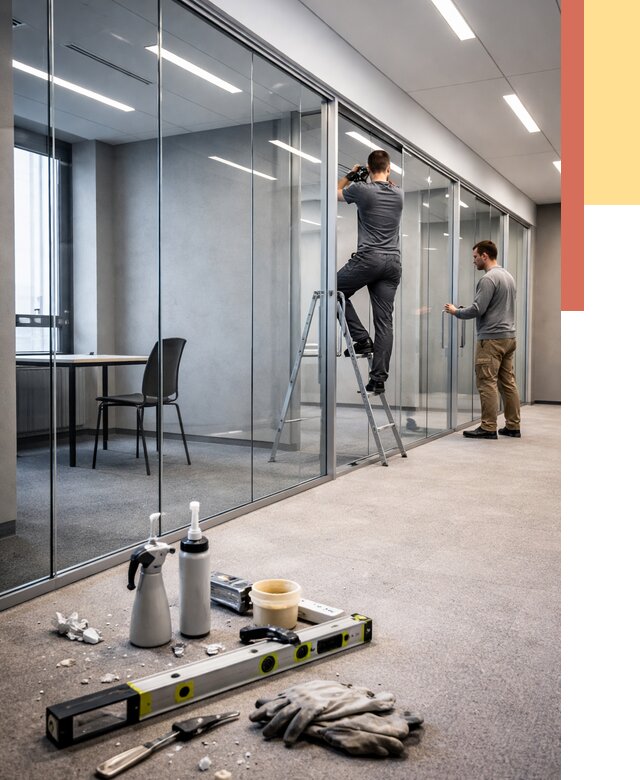 Стеклянные офисные перегородки в зиме от 8694 руб. — монтаж и установка | ОТДЕЛОЧНИК-Зма