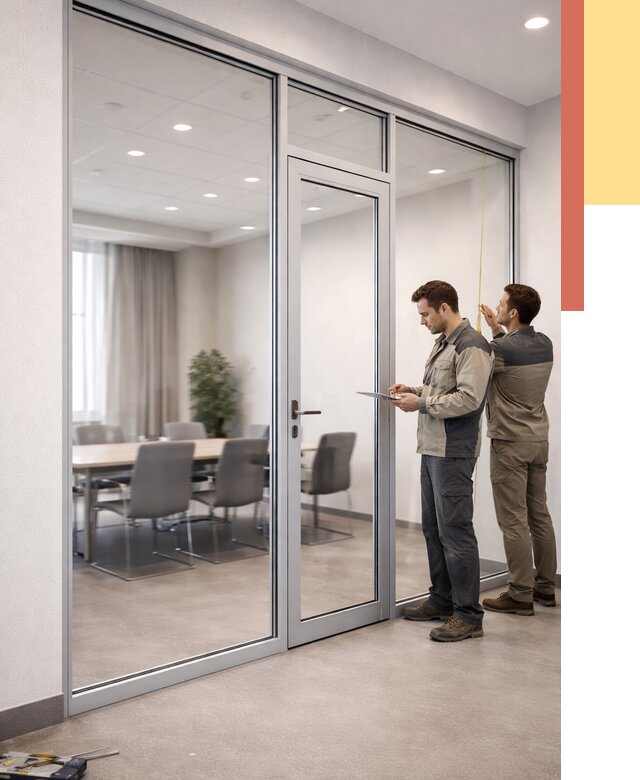 Установка и монтаж алюминиевых перегородок со стеклом в зиме от 8387 руб. | ОТДЕЛОЧНИК-Зма