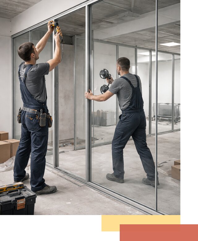 Алюминиевые перегородки со стеклом в зиме — изготовление и монтаж