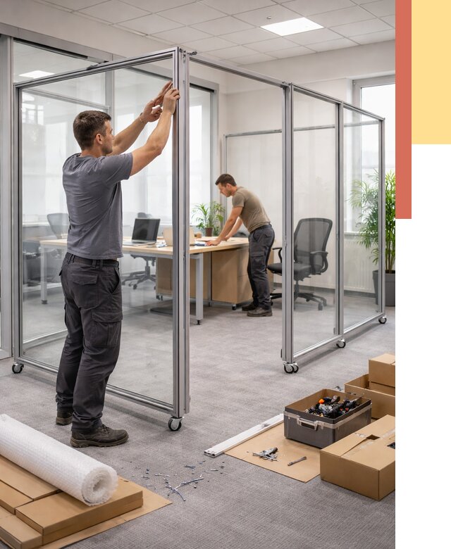 Мобильные офисные перегородки в зиме от 12785 руб. — установка под ключ | ОТДЕЛОЧНИК-Зма